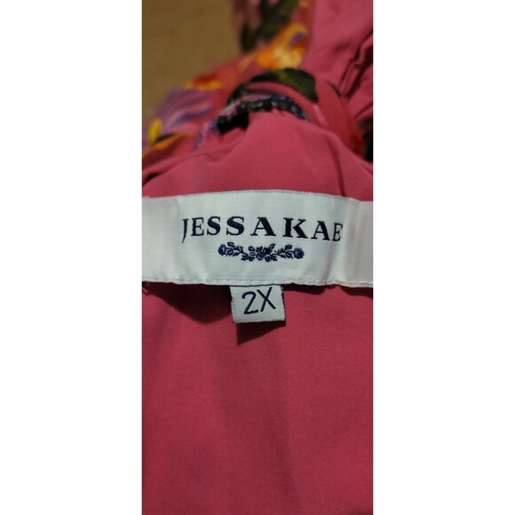 Jessakae Hibiscus Sleeveless Empire Waist Midi Dress Size 2X Embroidered Floral - Picture 4 of 15